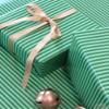 Glossy Mint Green and Emerald Stripe Wrapping Paper Roll for Christmas Gifts, Vintage Retro Gift Wrap Sheet for Mom Dad Friends, Elegant Holiday Birthday Wedding Party Packaging Paper view 1