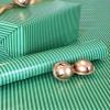 Glossy Mint Green and Emerald Stripe Wrapping Paper Roll for Christmas Gifts, Vintage Retro Gift Wrap Sheet for Mom Dad Friends, Elegant Holiday Birthday Wedding Party Packaging Paper view 2