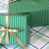 Glossy Mint Green and Emerald Stripe Wrapping Paper Roll for Christmas Gifts, Vintage Retro Gift Wrap Sheet for Mom Dad Friends, Elegant Holiday Birthday Wedding Party Packaging Paper view 4