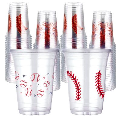 100 Pcs Cherry Plastic Cups 16 oz Pink Bow Cherry Disposable Plastic Cup Flower Theme Clear Cocktail Glasses for Birthday Wedding Bridal Baby Shower Beverage Juice Drinking Coffee Party Supplies