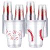 100 Pcs Cherry Plastic Cups 16 oz Pink Bow Cherry Disposable Plastic Cup Flower Theme Clear Cocktail Glasses for Birthday Wedding Bridal Baby Shower Beverage Juice Drinking Coffee Party Supplies view 1