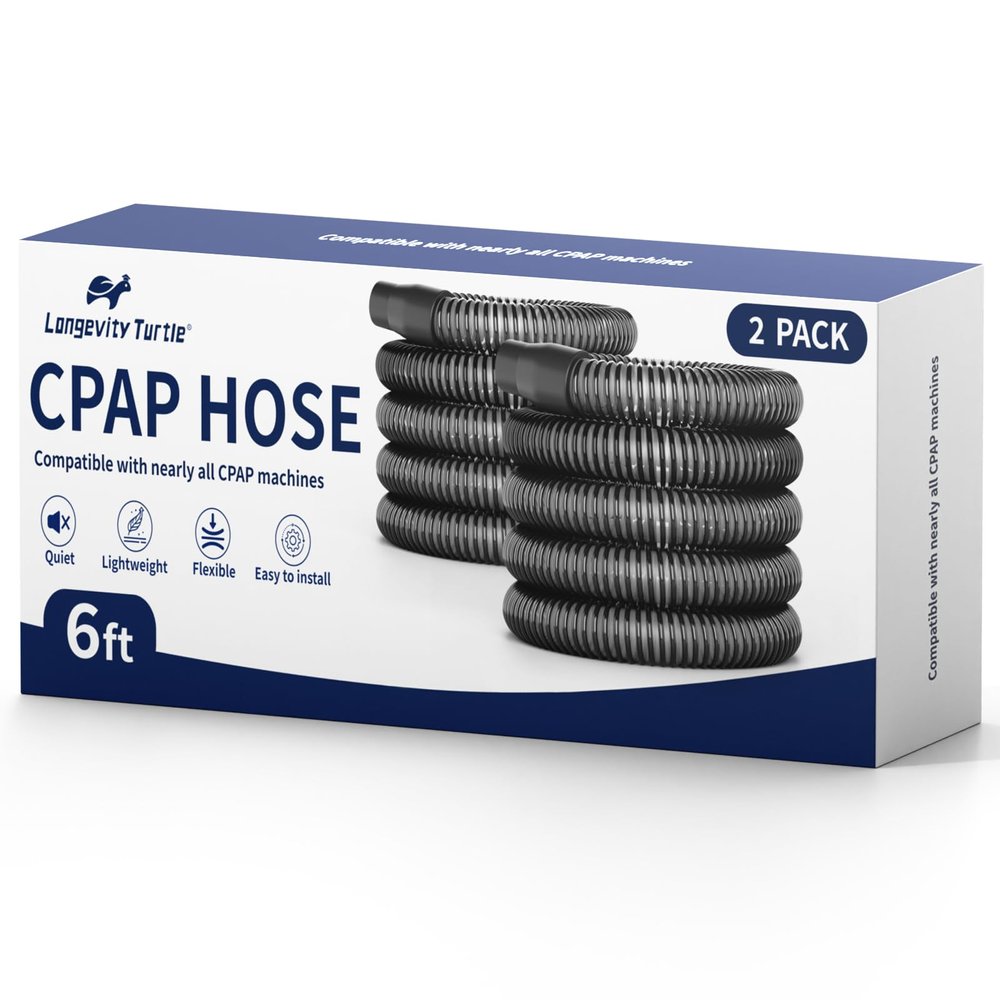 2 Pack CPAP Hose, Universal CPAP Tubing 6 Foot (72") Standard 22mm CPAP Tube Compatible with Most CPAP Machines, Flexible, Lightweight, Durable CPAP Supplies & Accessories, Black
