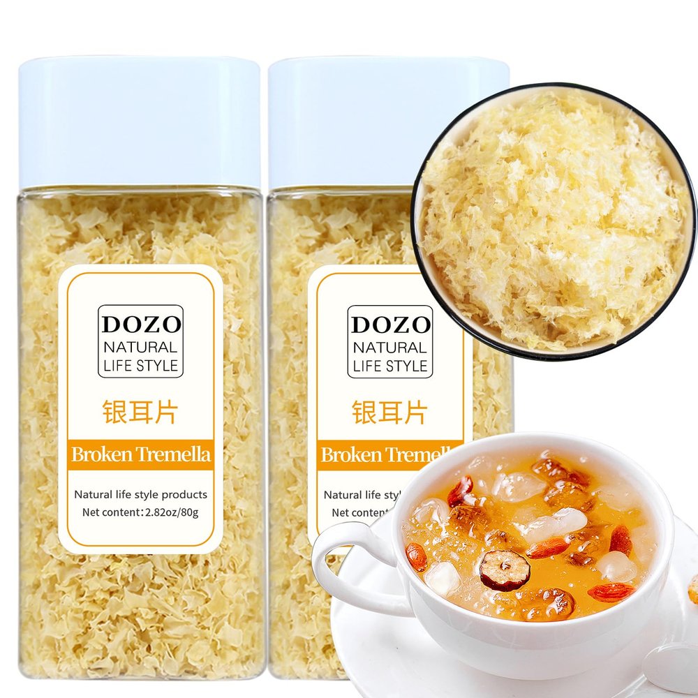 DOZO Natural Broken Snow Fungus 160g/5.64oz Dried White Fungus Mushroom for Tremella Soup, Salad, Vegan, Gluten Free, Sulfur Free
