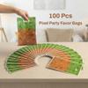 100Pcs Pixel Party Favor Bags, Video Game Themed Goodie Bags for Kids Birthday, Waterproof Safe Material Candy Snack Treat Bags with Handles view 4