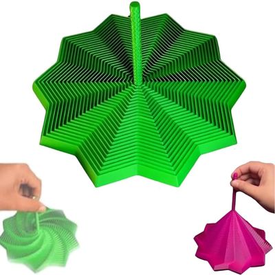 3D Printed Expanded Sensory Fidget Star, Fractal Fidget Hexagon with Handles, Colorful Whirling Spiral Design, 2025 New Star Shaped Fidget Star (Green, Medium)