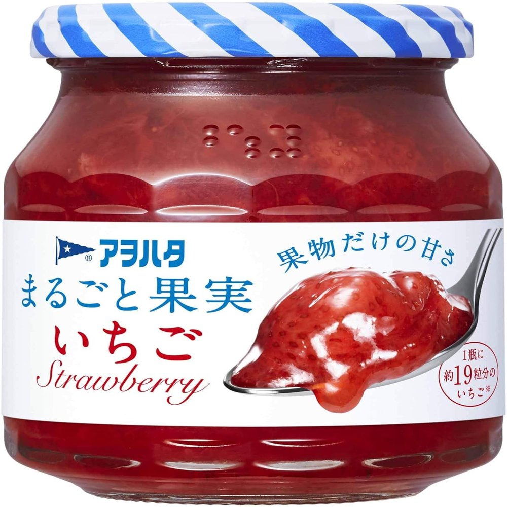 Aohata Marugoto Sugar-Free Strawberry Jam 255g (Pack of 1 Glass Bottle), No Added Sugar, Chunky Style Natural Strawberry Fruit Spread from Japan, MADE IN JAPAN, Limited Stock