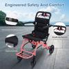 Portable Transport Wheelchair, Lightweight Foldable Travel Wheelchair for Adults & Seniors, 20" Width Wheel Chair with 12" Rear Wheels & Safety Brake, for Cars & Airplanes, Supports 265 lbs White M view 3
