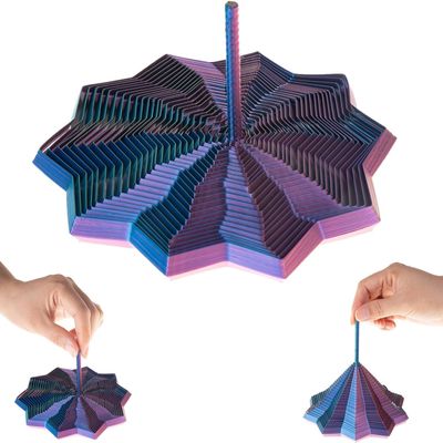 3D Printed Expanded Sensory Fidget Star, Fractal Fidget Hexagon with Handles, Colorful Whirling Spiral Design, 2025 New Star Shaped Fidget Star (Gradient Purple, Medium)