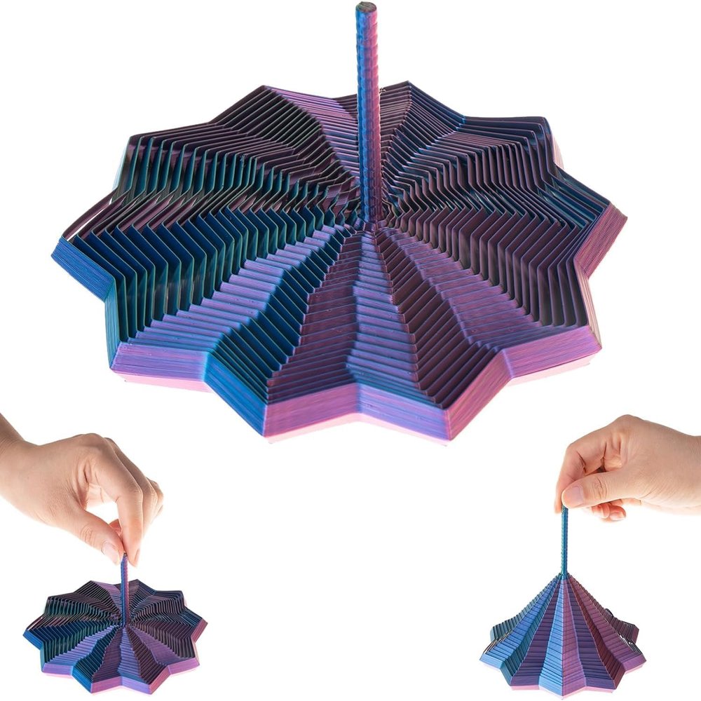 3D Printed Expanded Sensory Fidget Star, Fractal Fidget Hexagon with Handles, Colorful Whirling Spiral Design, 2025 New Star Shaped Fidget Star (Gradient Purple, Medium)