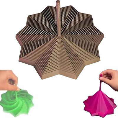 3D Printed Expanded Sensory Fidget Star, Fractal Fidget Hexagon with Handles, Colorful Whirling Spiral Design, 2025 New Star Shaped Fidget Star (Brown, Medium)