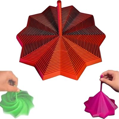 3D Printed Expanded Sensory Fidget Star, Fractal Fidget Hexagon with Handles, Colorful Whirling Spiral Design, 2025 New Star Shaped Fidget Star (Red, Small)