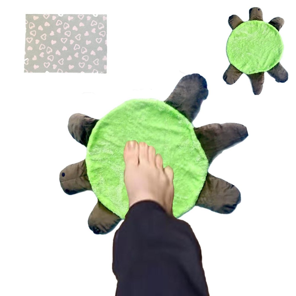 11'' Floor Turtle Foot Mop Cute Double-Sided Turtle-Shaped Floor Cleaning Pad, Hands-Free Mop for Dust and Hair, Washable Reusable Foot Cleaner for Home and Office Floors (Green)