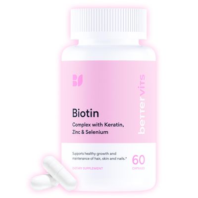 Betterrvits Hair Growth Vitamins for Women - Biotin 12,000 mcg with Zinc, Copper and Selenium Complex | Hair Skin and Nails Supplement for Women and Men with Keratin KeraGlo | 60 Capsules