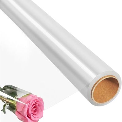 ZQtyf Clear Cellophane Wrap Roll (16 In x 50 Ft), 2.3 Mil Thick Transparent Flower Wrapping Paper for Gift Baskets Treats Goodie Flower Bouquets (16 In x 50 Ft)