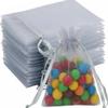 100Pcs Organza Bags White/Black/Gray Small Mesh Bags Mini with Satin Drawstring for Reusable Gift Packaging (Gray, 2.8 * 3.5inch) view 1