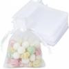 100Pcs Organza Bags White/Black/Gray Small Mesh Bags Mini with Satin Drawstring for Reusable Gift Packaging (White, 5 * 7inch) view 1