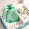 100Pcs Organza Bags Transparent Small Mesh Bags Mini with Satin Drawstring for Reusable Gift Packaging (Green, 5 * 7inch) view 2
