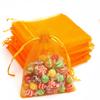 100Pcs Organza Bags Transparent Small Mesh Bags Mini with Satin Drawstring for Reusable Gift Packaging (Orange, 5 * 7inch) view 1