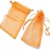 100Pcs Organza Bags Transparent Small Mesh Bags Mini with Satin Drawstring for Reusable Gift Packaging (Orange, 5 * 7inch) view 3