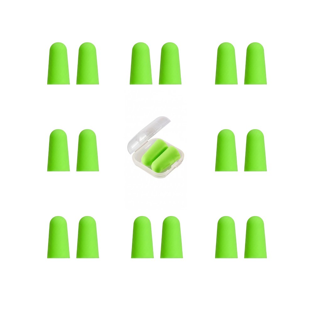 10 Pairs Green Reusable Ear Plugs, 32dB NRR Noise Reduction, Washable Slow-Rebound Foam Earplugs for Sleeping, Snoring, Work, Concerts, Travel