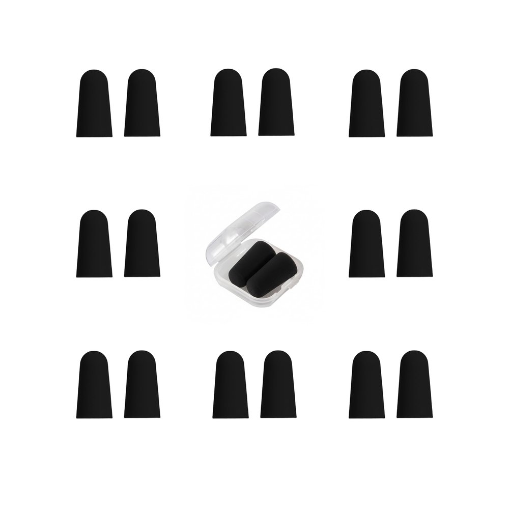 20 Pairs Black Reusable Ear Plugs, 32dB NRR Noise Reduction, Washable Slow-Rebound Foam Earplugs for Sleeping, Snoring, Work, Concerts, Travel
