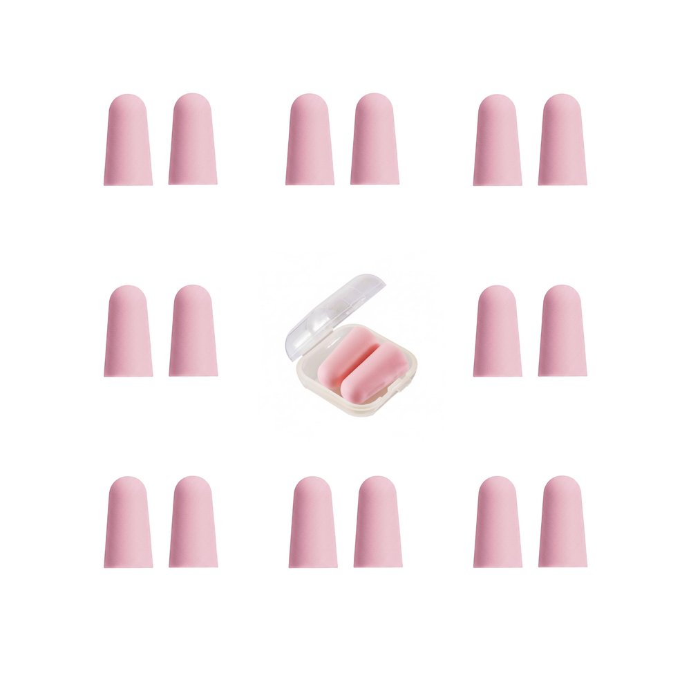 20 Pairs Pink Reusable Ear Plugs, 32dB NRR Noise Reduction, Washable Slow-Rebound Foam Earplugs for Sleeping, Snoring, Work, Concerts, Travel