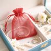 100Pcs Organza Bags Transparent Small Mesh Bags Mini with Satin Drawstring for Reusable Gift Packaging (Red, 2.8 * 3.5inch) view 2