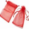 100Pcs Organza Bags Transparent Small Mesh Bags Mini with Satin Drawstring for Reusable Gift Packaging (Red, 2.8 * 3.5inch) view 3