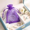 100Pcs Organza Bags Transparent Small Mesh Bags Mini with Satin Drawstring for Reusable Gift Packaging (Purple, 2.8 * 3.5inch) view 2
