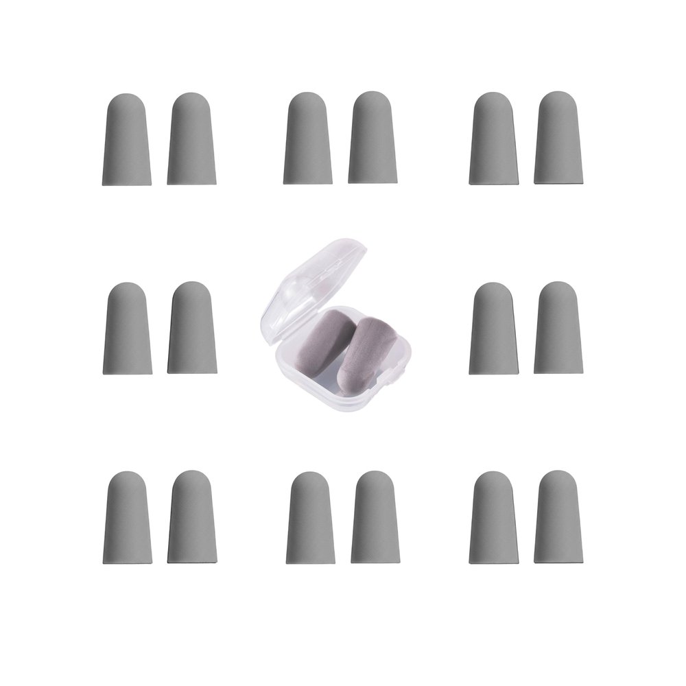 10 Pairs Gray Reusable Ear Plugs, 32dB NRR Noise Reduction, Washable Slow-Rebound Foam Earplugs for Sleeping, Snoring, Work, Concerts, Travel