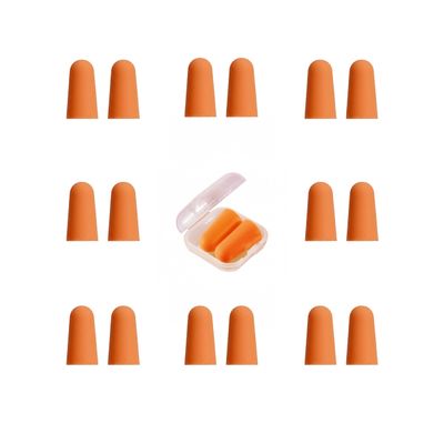 20 Pairs Orange Reusable Ear Plugs, 32dB NRR Noise Reduction, Washable Slow-Rebound Foam Earplugs for Sleeping, Snoring, Work, Concerts, Travel
