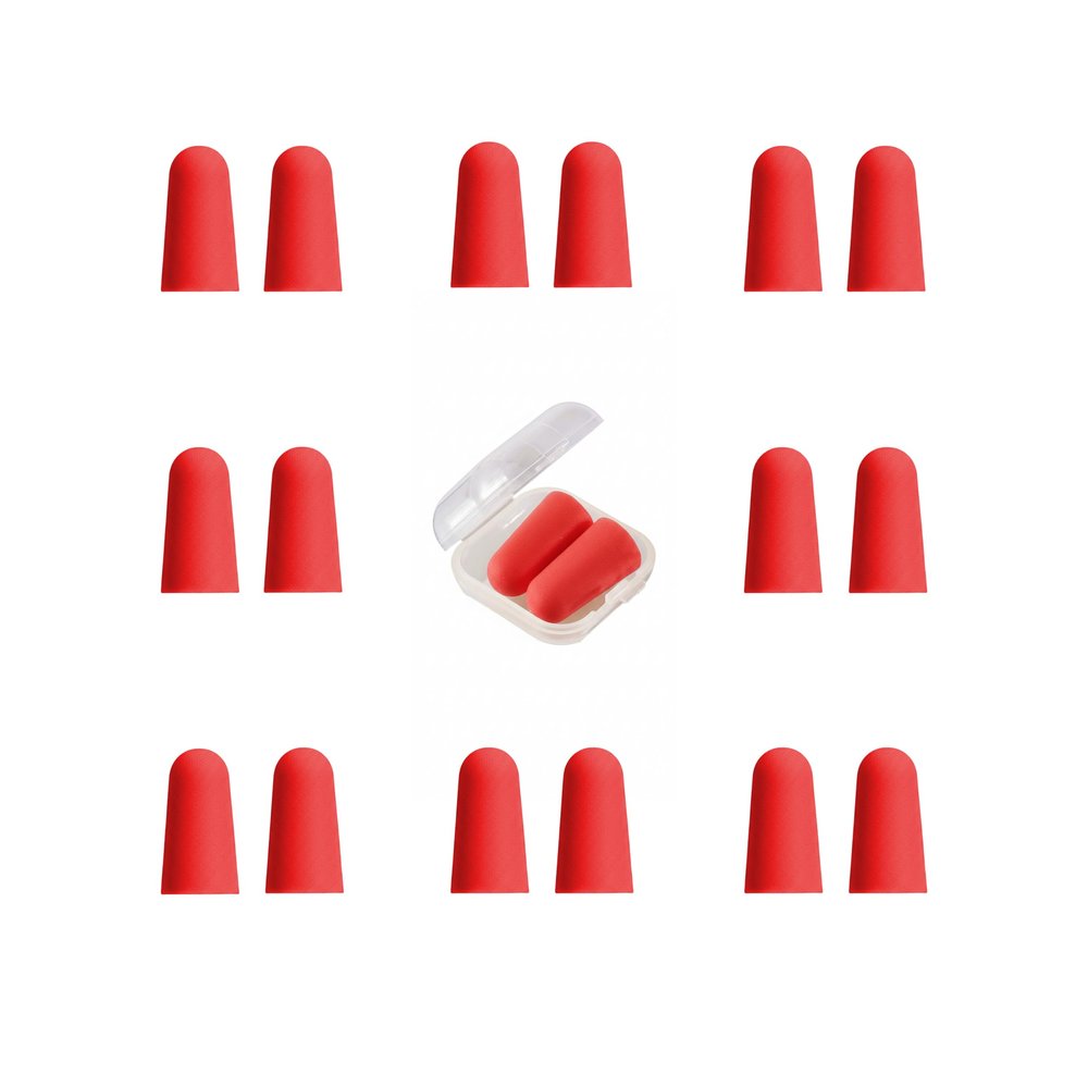 20 Pairs Red Reusable Ear Plugs, 32dB NRR Noise Reduction, Washable Slow-Rebound Foam Earplugs for Sleeping, Snoring, Work, Concerts, Travel