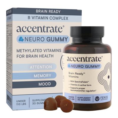 Accentrate Neuro Gummy for Kids | Supports Attention & Mood | Folinic Acid & Methylfolate | Complete Vitamin B Complex with SpectraFolate | MTHFR Supplement | No Artificial Ingredients | 30 Gummies