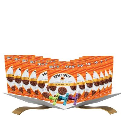 12x Quinoa Milk Chocolate Bites 3 oz Bundle with Plastic Bag Clip Crunchy No Gluten, Coated in Smooth Milk Chocolate Quinoa Crisps for Snacking or Lunch Packs Gift Set (13 Items)