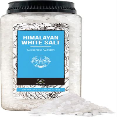 Soeos Himalayan White Salt, Coarse Grain, 39 oz (2.4 lb) 1100g, Natural Cooking and Finishing Salt, deal for Seasoning, Marinating, and Gourmet Dishes