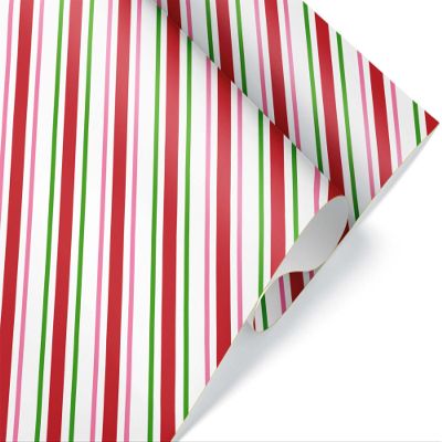 Classic Thick Red and White Stripe Christmas Wrapping Paper, Traditional Xmas Gift Wrap, Conventional Holiday Theme