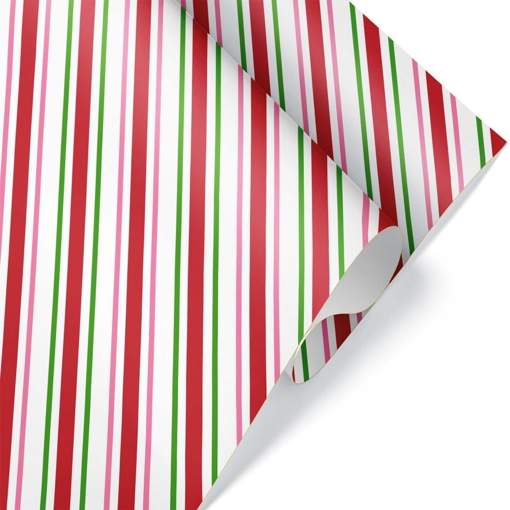 Classic Thick Red and White Stripe Christmas Wrapping Paper, Traditional Xmas Gift Wrap, Conventional Holiday Theme