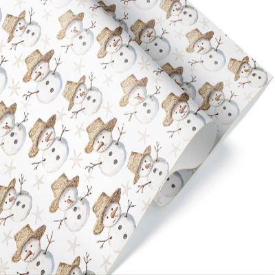 Chill Snowman Christmas Wrapping Paper, Coastal Ocean Xmas Gift Wrap, Beach Holiday Theme