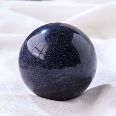 VUQLDHAYZ Decorative Quartz Crystal Ball Blue Sandstone Sphere with Wood Stand Crystals Round Collection Home Decor Crafts,60~70mm