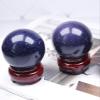 VUQLDHAYZ Decorative Quartz Crystal Ball Blue Sandstone Sphere with Wood Stand Crystals Round Collection Home Decor Crafts,60~70mm view 3