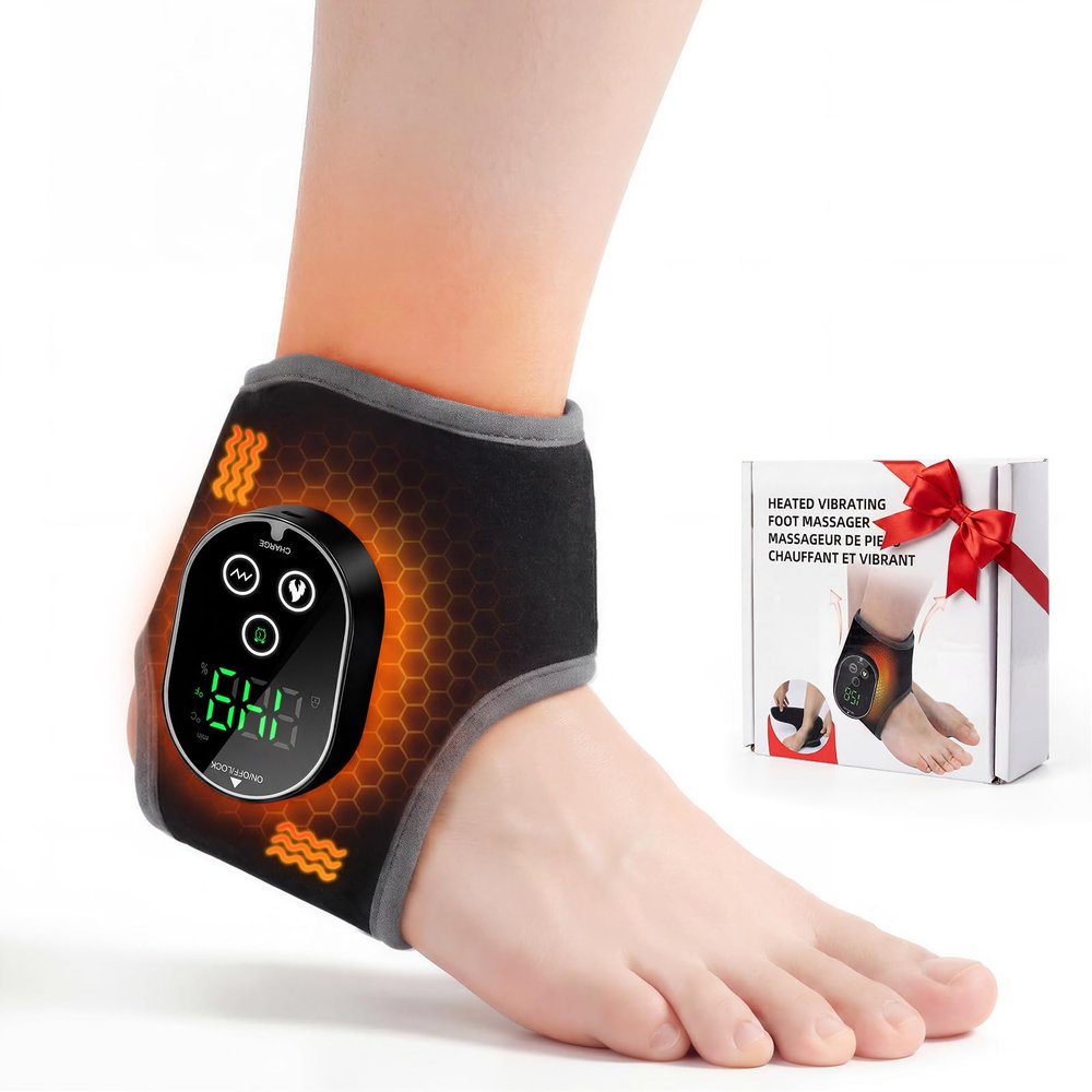 BETOLEAN Ankle Heating Pad with Massager, Foot Massager with Heat, Ankle Heating Pad Heated Wrap Brace for Pain Foot Renew, Foot Warmer Mothers Day Gifts