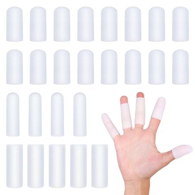 25Pcs Gel Finger Cots 3Sizes Silicone Finger Protectors & Thumb Cots Waterproof Fingertip Bandages Reusable Soft High Elastic Fingertip Bandages for Hands Cracking Corns Blisters Calluses Protect