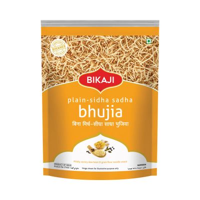 Bikaji Bikaneri Bhujia (Plain Sev) | 400g (14.11 oz) | Classic Indian Namkeen Snack | Light & Crunchy Gram Flour Sev | Traditional Tea-Time Snack | Vegetarian