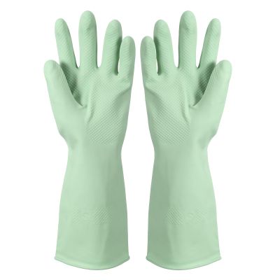 uxcell Rubber Cleaning Gloves, Reusable Household Dishwashing Long Rubber Gloves with Non-slip Grip for Washing Dishes Kitchen and Bathroom Cleaning, Large, Light Green