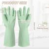 uxcell Rubber Cleaning Gloves, Reusable Household Dishwashing Long Rubber Gloves with Non-slip Grip for Washing Dishes Kitchen and Bathroom Cleaning, Large, Light Green view 2