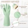 uxcell Rubber Cleaning Gloves, Reusable Household Dishwashing Long Rubber Gloves with Non-slip Grip for Washing Dishes Kitchen and Bathroom Cleaning, Large, Light Green view 3