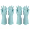 uxcell 2 Pair Rubber Cleaning Gloves, Reusable Household Dishwashing Long Rubber Gloves with Non-slip Grip for Washing Dishes Kitchen and Bathroom Cleaning, Medium, Light Blue view 1