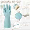 uxcell 2 Pair Rubber Cleaning Gloves, Reusable Household Dishwashing Long Rubber Gloves with Non-slip Grip for Washing Dishes Kitchen and Bathroom Cleaning, Medium, Light Blue view 3