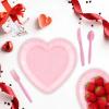 Heyigrow 40 Pcs Heart Shaped Dinner Paper Plates, 9 Inch Disposable Kitchen Supplies Decorative Daily Set for Wedding Birthday Party (Pink) view 2