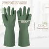 uxcell 2 Pair Rubber Cleaning Gloves, Reusable Household Dishwashing Long Rubber Gloves with Non-slip Grip for Washing Dishes Kitchen and Bathroom Cleaning, Small, Dark Green view 2